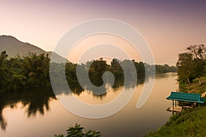 River Kwai at sunset time , Kanchanaburi, Thailand