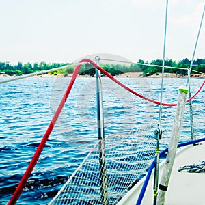River or lake summer, view from the yacht