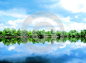 River, land with trees