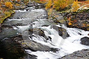 River landscape in autumn, dovrefjell, norway