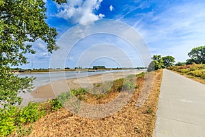 River landscape Nederlandse Waal at Millingerwaard with extremely low water