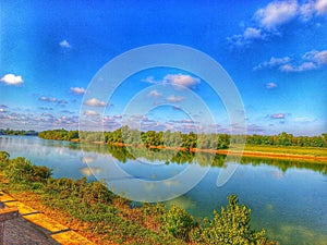 River landscape. River Sava. Brod, Bosnia and Herzegovina. photo