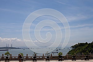 River landscape under the blue sky in Guangdong in China