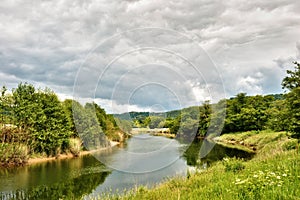 River Leven flowing through lush countryside