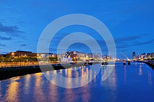 River Liffey at Dublin City Center at night