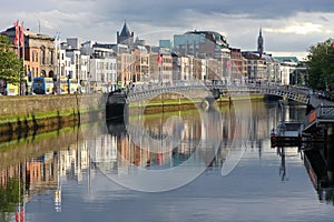 River liffey in dublin ireland, evening light