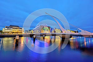 The river Liffey with the Samuel Beckett Bridge