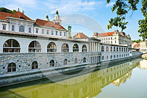 River in Ljubljana from Dragon Bridge