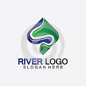 River Logo vector icon illustration design template