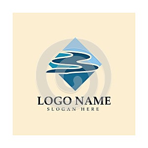 River Logo vector icon illustration design template