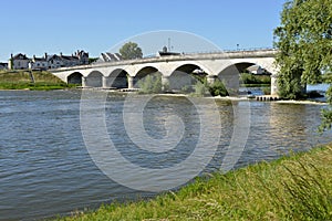 River Loire and bridge at Amboise in France