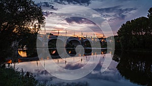 River Loire and Wilson bridge in the evening, Tours, France