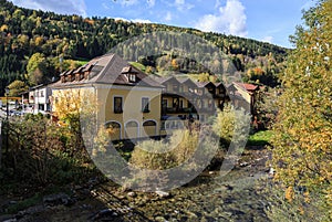 River Malta in the historic town of Gmuend in Kaernten. Austria