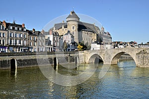 The river Mayenne at Laval in France photo