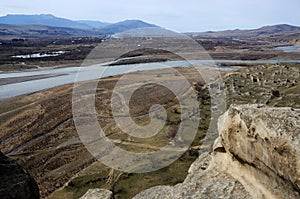 River Mktvari,view from ancient Uplistsikhe cave town,Georgia