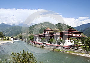 River and Monastery in Bhutan