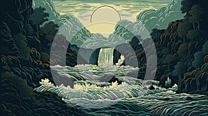 The River Of Moons A Coastal Scenery Song Illustration In Kilian Eng\'s Style