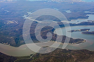 River and mountain aerial view in Australia