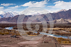 River and mountain front of monastery