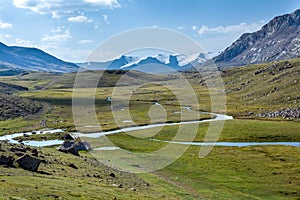 River in mountain valley. Kirgizstan