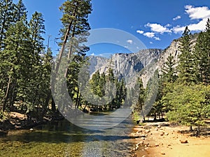 River, Mountains and Blue Sky, Yosemite