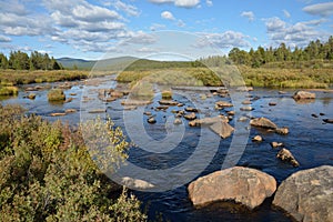 River in the mountains of Siberia in the fall