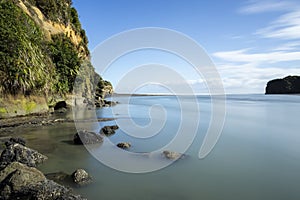 River mouth near Three Sisters and The Elephant, New Plymouth, New Zealand