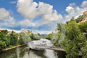 River Mur with the artificial floating platform Mur island