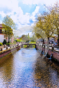 The river MÃ¶mling in the center of Erbach (Odenwald), Germany