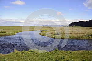 River near Seljalandsfoss Waterfall Iceland