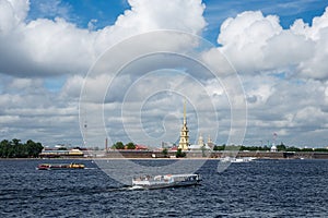 River Neva and Peter and Paul Fortress in St.Petersburg at sunny