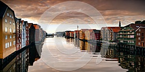 River Nid or Nidelva running through Trondheim, Norway