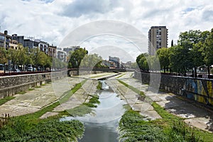 The river Onyar and the bridge in the city of Girona Spain