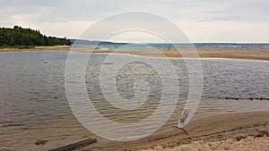 River outfall into the Lake Superior from the Sand River Falls