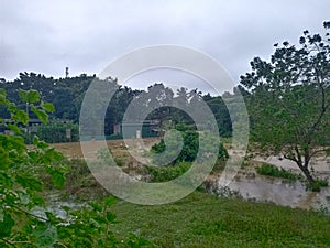 A river overflow scene