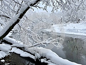 Un rio es un en el invierno. moscú región distrito 