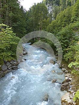 River Partnach at canyon Partnachklamm in Garmisch-Partenkirchen, Bavaria, Germany