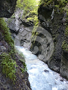 River Partnach at canyon Partnachklamm in Garmisch-Partenkirchen, Bavaria, Germany