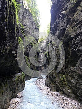 River Partnach at canyon Partnachklamm in Garmisch-Partenkirchen, Bavaria, Germany