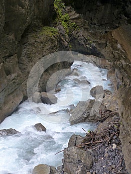 River Partnach at canyon Partnachklamm in Garmisch-Partenkirchen, Bavaria, Germany