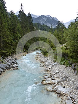 River Partnach at canyon Partnachklamm Reintal in Garmisch-Partenkirchen, Bavaria, Germany
