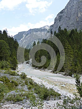 River Partnach at canyon Partnachklamm Reintal in Garmisch-Partenkirchen, Bavaria, Germany