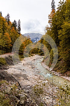 The river Partnach near entrance of the Partnachklamm gorge