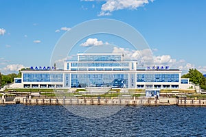 River passenger port in the city of Kazan. Volga River, Republic of Tatarstan, Russia