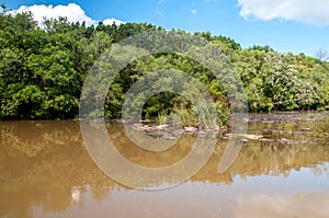 River passing between the mountains in sao marcos , brazil photo