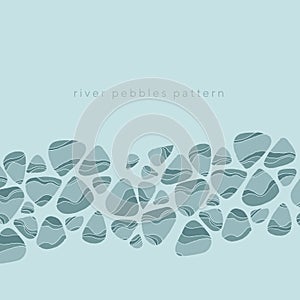 River pebbles hand drawn vector color illustration