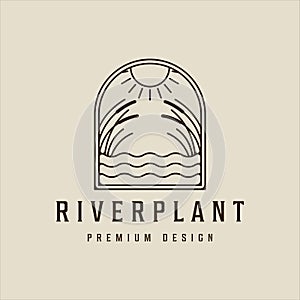 river plant reed logo line art vector simple illustration template icon graphic design. cattails grass nature sign or symbol for