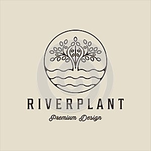 river plant reed logo line art vector simple illustration template icon graphic design. cattails grass nature sign or symbol for