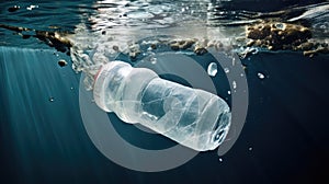 river plastic bottle in water