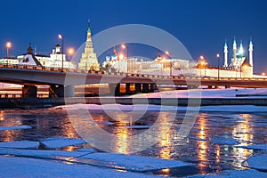River, platform and Kremlin. Kazan, Russia